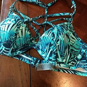 Pink tropical swim top